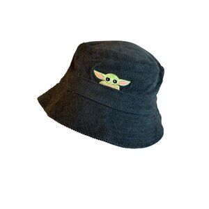 Star Wars Baby Yoda Embroidered Corduroy Bucket Hat Dark Green Casual M/L